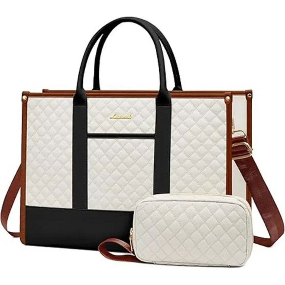 Laptop Bags for Women, 15.6 inch Waterproof Work Tote Bag with Clutch,